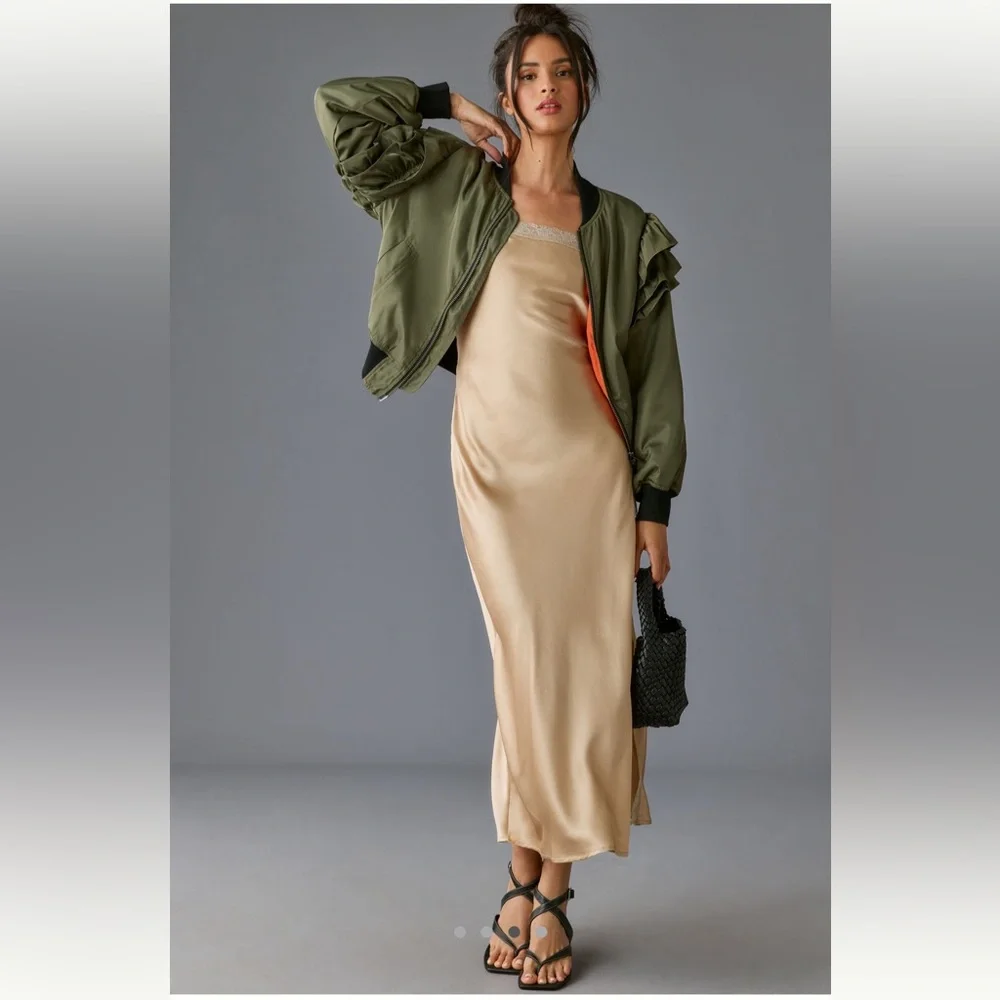 MABLE Ruffle-Sleeve Bomber Jacket - Picture 3 of 4